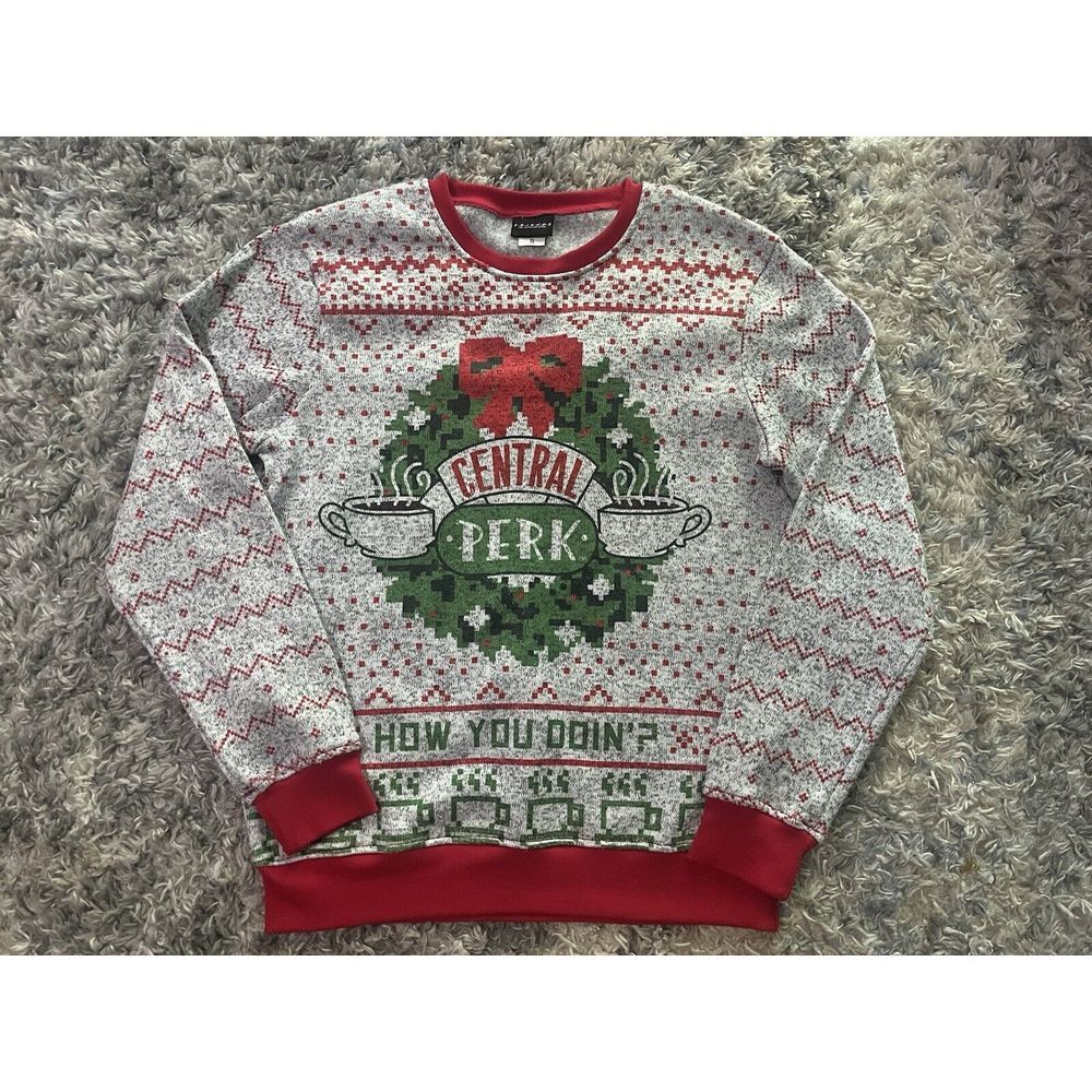 Friends Central Perk Christmas Sweater How You Doin Sz Small